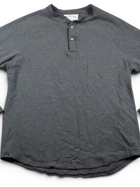 Pistol Lake Henley Shirt Mens Medium Gray Long Sleeve Made In USA Casual
